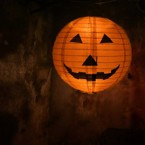 4 pc Paper Pumpkin Bat Skeleton Hanging Lantern Light Lamp Halloween Party Decor